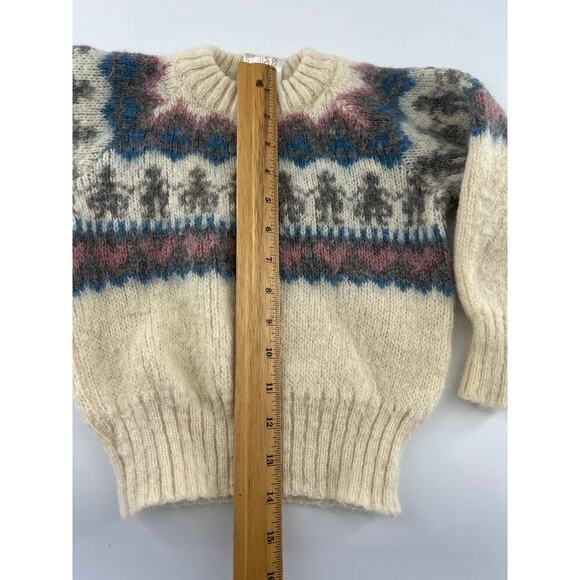 Vintage Alafoss Sweater Kids Girls Wool Long Sleeve Youth Size 4 Cream Warm - Picture 5 of 8